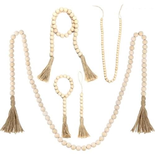 Newborn Photography Background Props Photography Accessories Handmade Jute Rope + Wooden Bead Tassel Garland