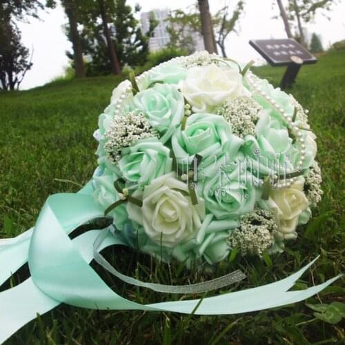 Women Artificial Wedding Bouquets 30 Flowers Handmade Rose Bridal Gift Dried Wedding Photography Props Bridal Flowers 2021