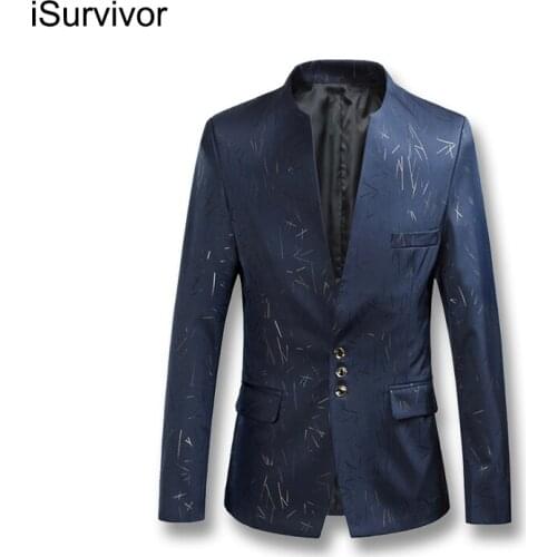 ISurvivor 2021 Men New Spring Autumn Stand Collar Blazers Suit Jackets Coats Hombre Male Casual Fashion Slim Fit Large Size Suit