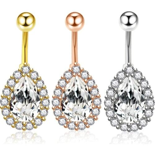 JUNLOWPY 14G Stainless Steel Belly Button Rings for Women Girls Navel Rings CZ Body Piercing