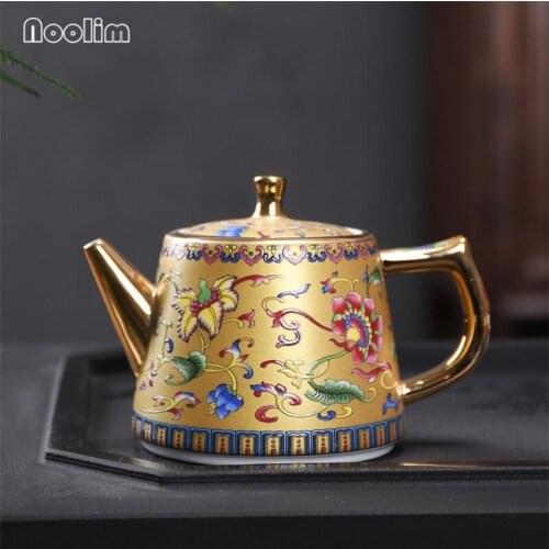 Ceramic Enamel Color Teapot Porcelain Filter Tea Pot with Handle Kettle Office Gaiwan Teacups Chinese Kung Fu Tea Set Teaware