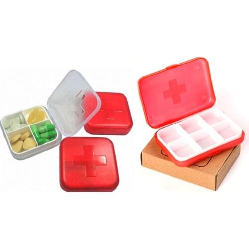 1pcs Portable 4 Grids or 6 Grids Pill Box Drug Tablet Medicine Storage Holder Splitter Case Storage Organizer Container Case