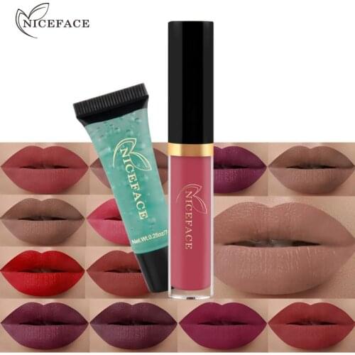 Cosmetic Long Lasting Liquid Lipstick Lipgloss 12 Color + Makeup Cleaning Gel Cosmetic Set Makeup Remover