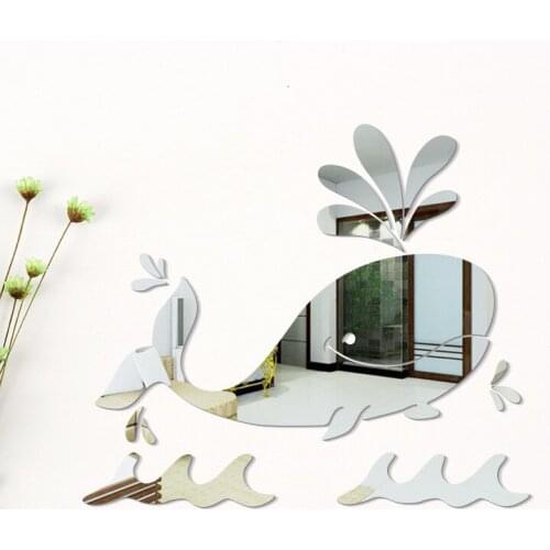 Creative Whale Pattern Decorative 3d Acrylic Mirror Wall Stickers Living Room Home Bedroom Decor Room Door Decoration Poster