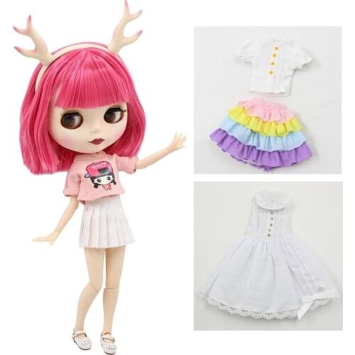 ICY DBS Blyth doll Clothes Christmas Gift toy rainbow dress white shirt white skirt anime outfits