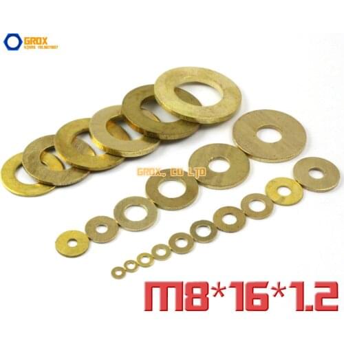 100 Pieces M8 x 16 x 1.2mm Brass Flat Washer