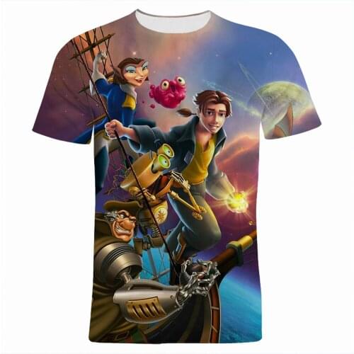 Womens T-shirt Disney Treasure Planet Summer Men T Shirt Fashion Cartoon Anime 3D Printed Children Tee Shirts