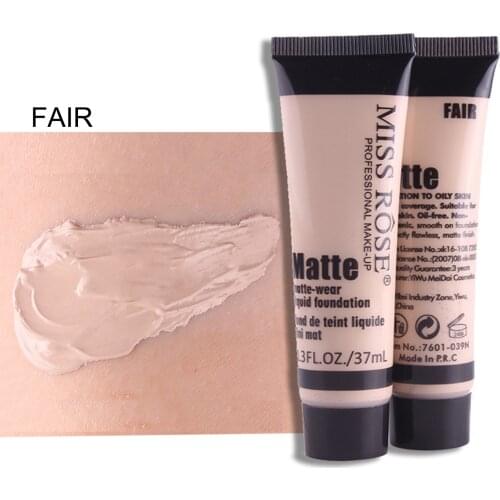 MISS ROSE 37ml Matte Liquid Foundation Cream Soft Matte Long Wear Oil Control Concealer Fashion Basic Makeup Beauty Profissional