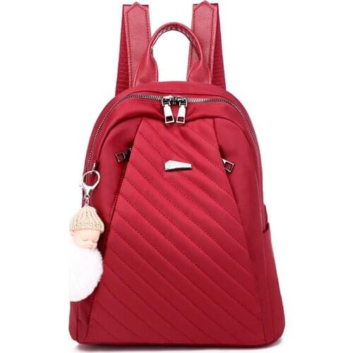 Fashion Anti-theft Womens Oxford Backpack 2020 Solid Zipper Travel Bags School Red Rucksack Bag Large Capacity Bookbag LWJ004