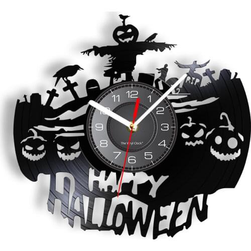Draculas Castle Handmade Wall Clock Halloween Dark Horror Home Decoration Gothic Vampire Bats Vintage Vinyl Record Wall Clock