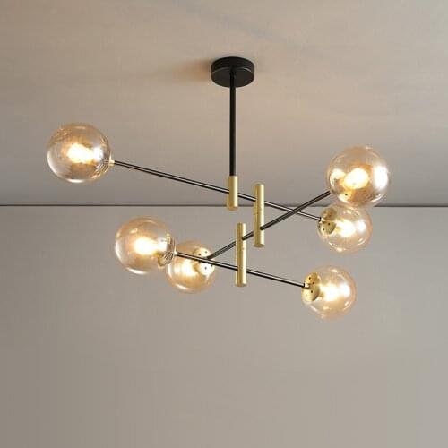 Nordic Glass Ball Chandelier Lighting Modern Living Room Chandelier Creative Hanging Light Home Indoor Branch Suspension Lamp