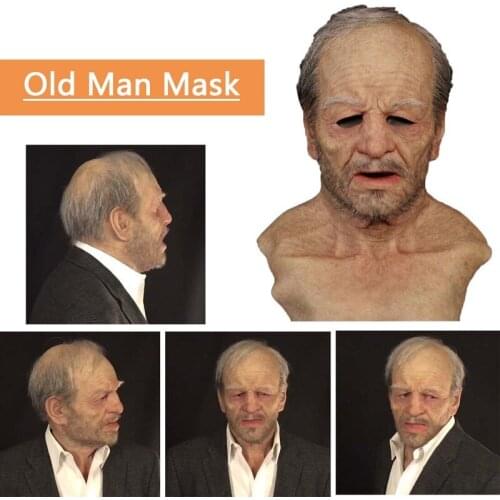 New Old Man Mask White Beard Hair Latex Simulation Spoof Halloween Headgear For Crossdresser Cosplay