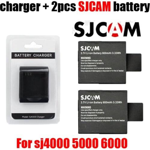 NEW Original SJCAM SJ6000 SJ7000 camera battery 2 + 1pcs charger for DV SJ4000 SJ 4000 5000 6000 7000 HD 1080P Sports camera