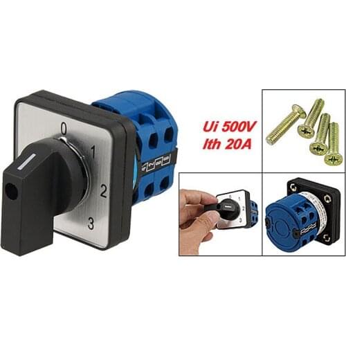 Single Off 4 Postions Changeover Control Rotary Cam Switch 20A