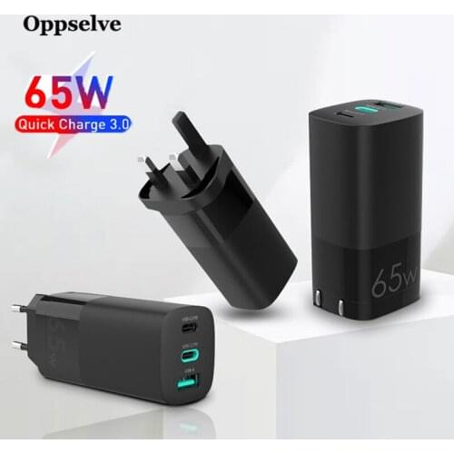 Oppselve 65W GaN Charger Quick Charge 4.0 Type C PD USB Charger with QC 3.0 Portable Fast Charger For Macbook iPhone Samsung