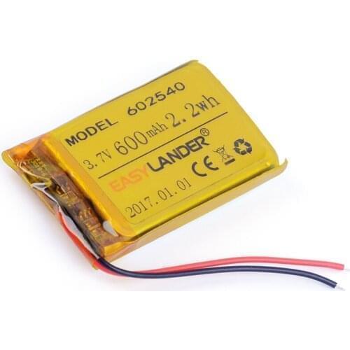 3.7V 602540 600mAh Rechargeable li Polymer Li-ion Battery For DVR RECORD MP3 MP4 TOY GPS SMART WATCH SPORT CAMERA DVR 062540