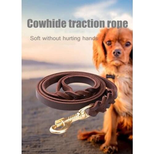 Handmade Cowhide Dog Leash Lead Dark Brown Black With Gold Hook Best for Walking Training All Large bigr dog