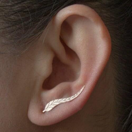 Fashion Simple Metal Earrings Modern Jewelry Delicate Gold Color Leaf Earrings For Women Beautiful Feather Stud Earrings Sale
