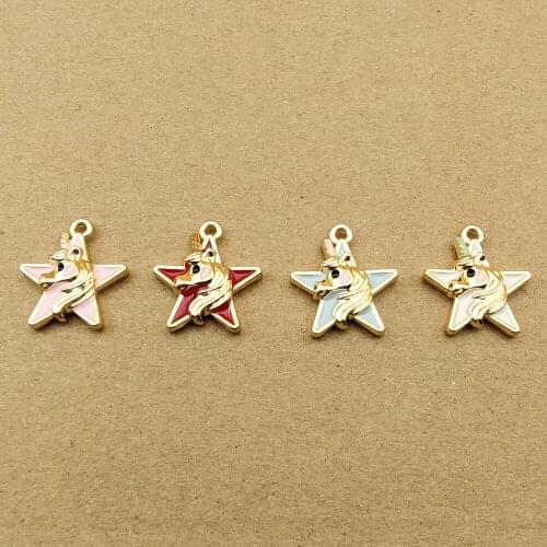 10pcs 18x22mm enamel star unicorn charm for jewelry making and crafting earring pendant bracelet necklace charms