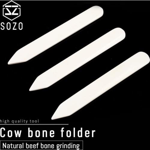 SOZO Real Cow Bone Folder 100% OX Bone Folders for leather molding and trimming Leather Craft Tool Creasing Edge Bookbinding