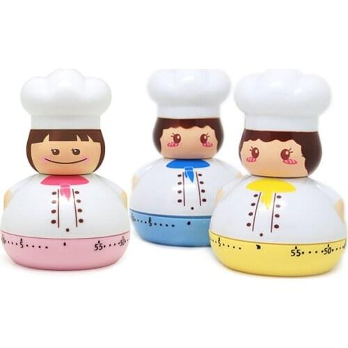 Chef Shape Timer Kitchen Cooking Reminder Student Household Alarm Clock Mechanical Clockwork Creative Cartoon Dog Soup Timer