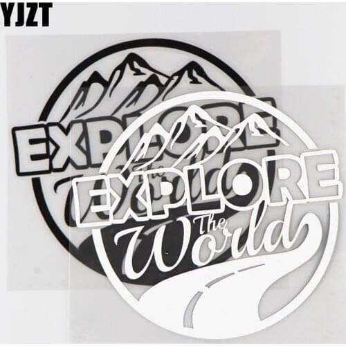 YJZT 15.6×14.3CM EXPLORE The World Vinyl Decal Car Sticker Decor Art Fashion Black/Silver 4C-0265