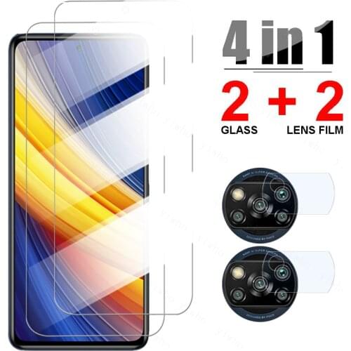 4 in 1 Tempered Glass For Xiaomi Poco X3 Pro M3 X3 NFC Poco F3 F2 M2 Pro Screen Protector Camera Lens Film For Poco X3 Pro Glass