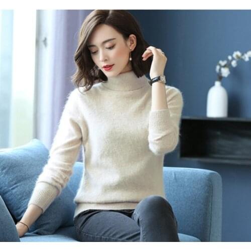Super Warm Mink Cashmere Soft Fur Fleece Turtleneck Sweaters and Pullovers for Women Autumn Winter Jumper Female Jumper JN915