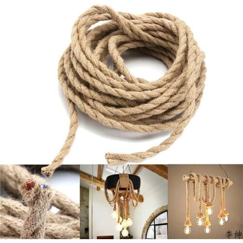 1/2/3/4/5/10 Meters Hemp Rope Wire Antique Braided Twisted Lighting Cable Hanging Living Rong Woven Silk Flexible Wire Cord