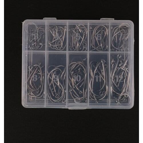 100pcs/Set Mixed Size #3~12 High Carbon Steel Carp Fishing Hooks Pack With Hole With Retail Original Box Jigging Bait