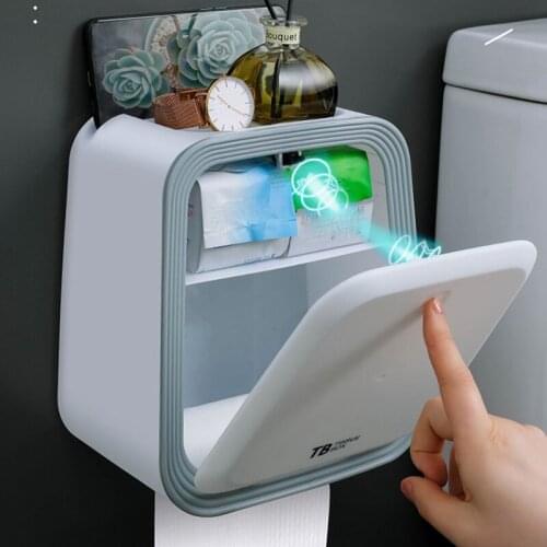 2PCS Double-Layer Toilet Toilet Paper Roll Paper Box Rack Tissue Box Household Wall-Mounted Non-Perforated