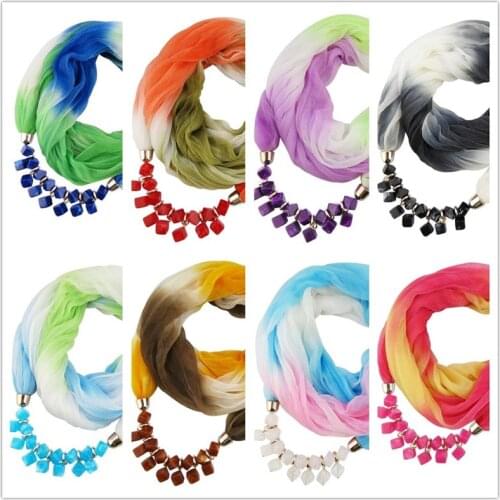 2020 NEW Arrival Jewelry Statement Necklace Pendant Gradient silk Scarf Women Neckerchief Foulard Femme Accessories