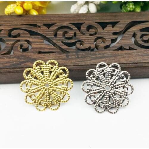 40pcs 22mm Filigree flower Wraps Metal Charms For Embellishment Scrapbook DIY Jewelry Metal Craft Wraps