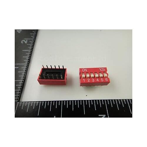 50pcs 6P 6 Position DIP Switch 2.54mm Pitch 2 Row 12 Pin DIP Switch