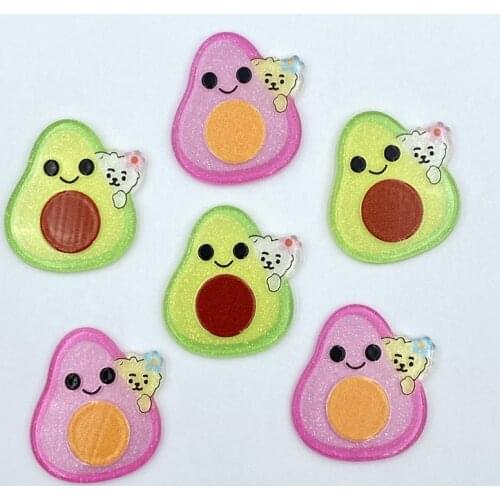 8pcs/lot kawaii Acrylic Cute avocado flatback cabochons For Hair Bow Centers DIY Scrapbooking Decor C24