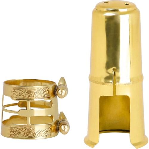Brass Alto Saxophone Mouthpiece Protective Cap Cover with Ligature Fastener
