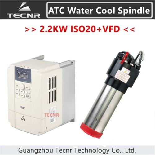 ATC Spindle 2.2KW 3HP ISO20 Automatic Tool Change for mental cutting water cooled spindle motor with BEST Inverter VFD Kits