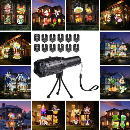Besegad Toy Portable 2 in 1 USB Powered Handheld LED Projector Light Flashlight with 6 Slide Patterns Tripod for Christmas