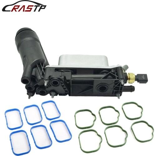 Free Shipping 11-13 Jeep Dodge Chrysler 3.6L V6 ENGINE OIL COOLER FILTER HOUSING With Sensors Gaskets OEM 5184294A E RS-OCC058