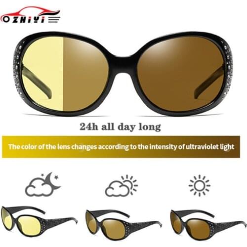 ZHIYI Brand Polarized Night Vision Glasses HD Anti-headlight Car Driving Glasses Vintage Photochromic Sunglasses For Women UV400