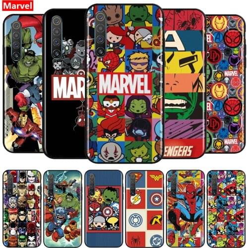 Marvel Anime Superhero For OPPO Reno A 2 3 4 5 Z ACE Z/F/SE/Lite 10 X ZOOM 5 PRO Plus Pro (4G/5G) Black Silicone Soft Phone Case
