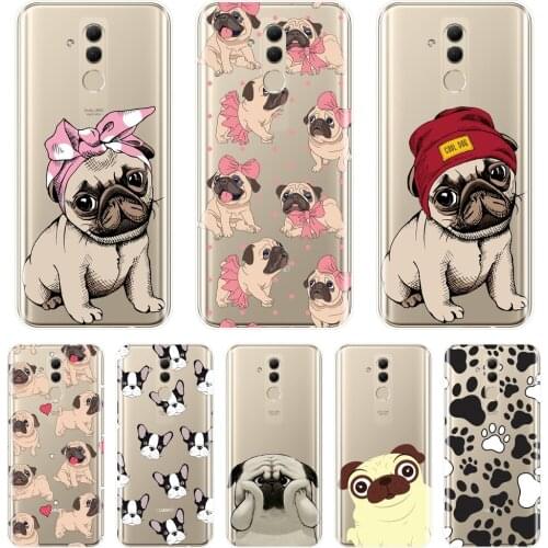For Huawei Mate 9 10 20 Pro Phone Case Silicone Pug French Bulldog Dog Puppy Soft Back Cover For Huawei Mate 7 8 9 10 20 Lite