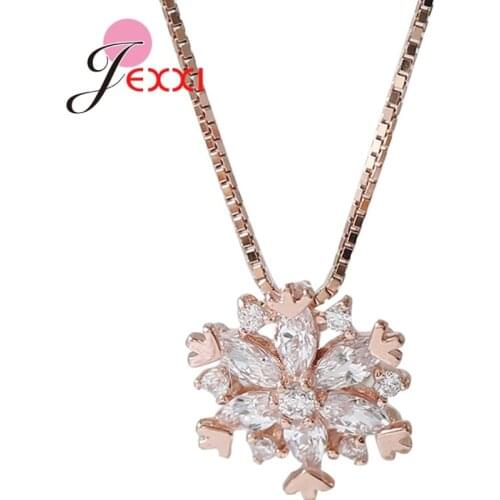 Good Quality 925 Sterling Silver Snowflake Pendants For Women Girls Wedding Engagement Party Christmas Choker Gift