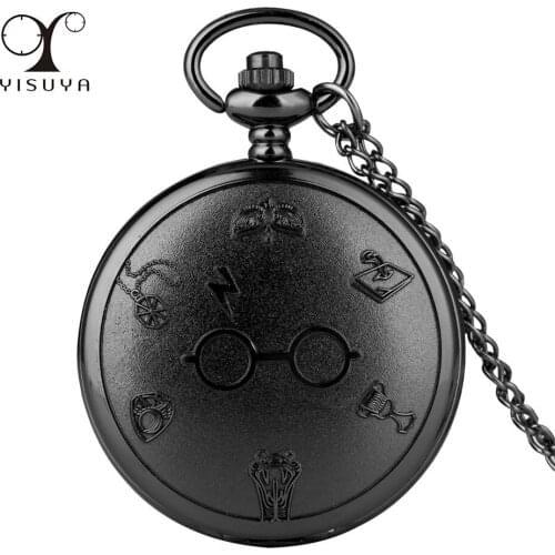 Classic Magical School Element Antique Necklace Quartz Pocket Watch Vintage Sweater Chain Pendant Clock Gifts Men Women Kids