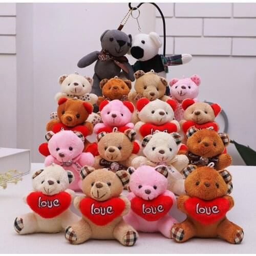 Creative beggar bear couple plush doll mobile phone decoration doll 9cm funny Keychain Baby bed decoration kids christmase gift