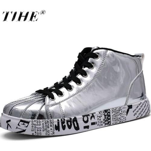 2019 Men Vulcanized Shoes Sneakers Autumn New Fashion Male Shoes Designer Gold Silver Black Shoe Female Footware Big Size 36-46