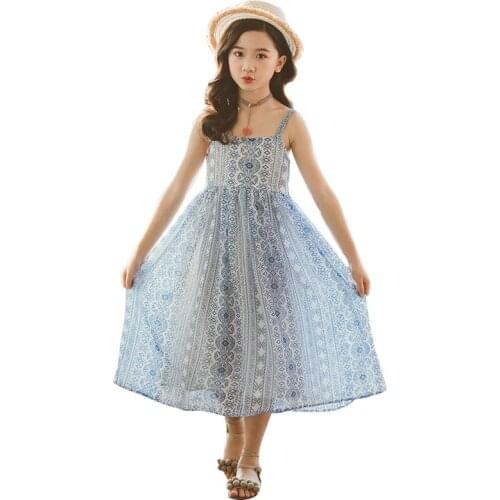 Baby Girl Summer Clothes New 2020 Summer Girls Beach Sling Chiffon Princess Dress Bohemian Style Seaside Holiday Clothing