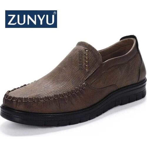 ZUNYU Large Size PU Leather Men Flat Shoes Old Beijing Style Casual Loafers Autumn Winter Moccasins-Men Flats Soft Sole Zapatos
