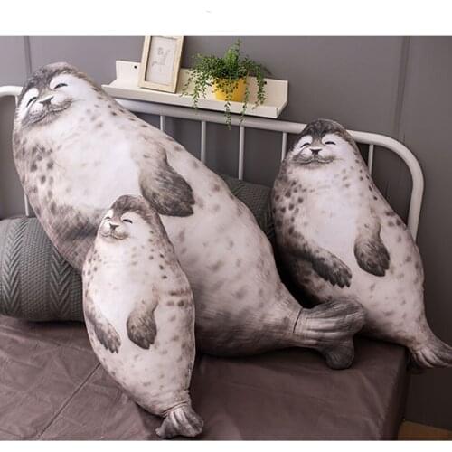 Fluffy seal plsuh toy lifelike seal soft pillow cushion simulation marine life seal soft doll kids toys home decoration