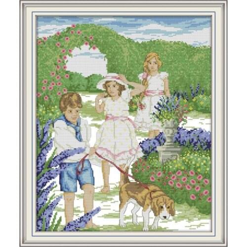 Joy Sunday Outing Count Chinese Cotton Cross Stitch 14ct 11ct Canvas Printing DIY Embroidery Kits Home Decor Painting Needlework